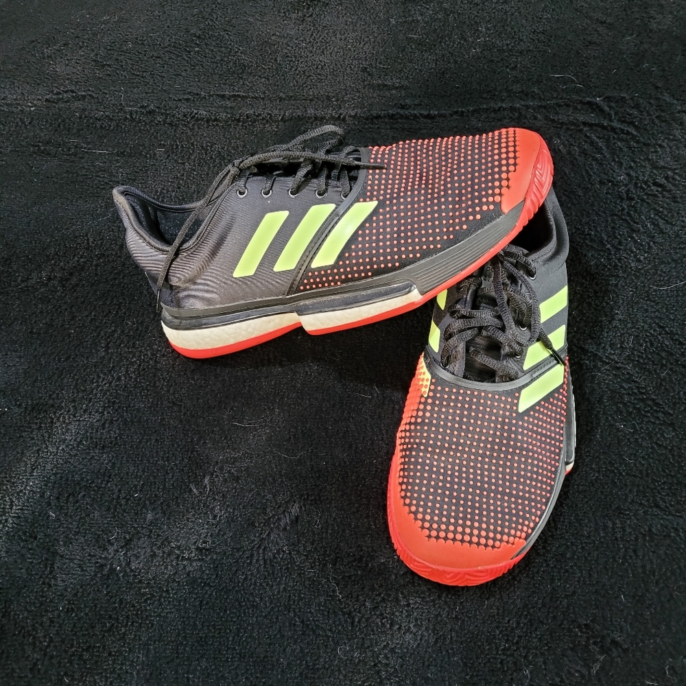 Adidas Men's Black and Red Tennis Shoes